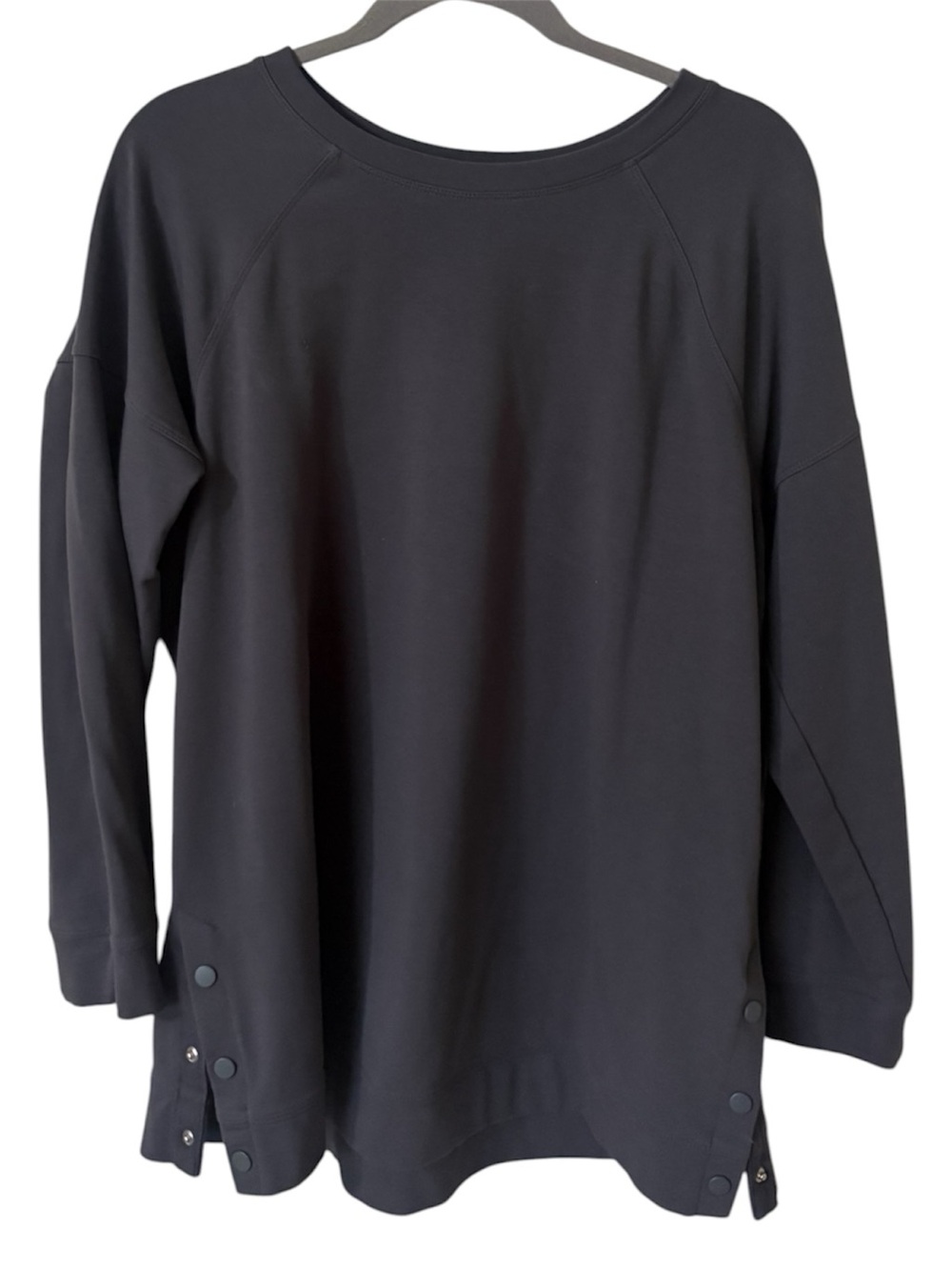 J.Jill  Charcoal Long Sleeve Pullover with Side Snap Detail